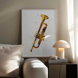 Tablou înramat „Trumpet Abstract Watercolor” de Michael Tompsett