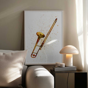 Tablou înramat „Trombone Abstract Watercolor” de Michael Tompsett
