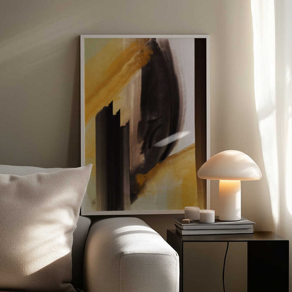 Tablou înramat „Dynamic Brushstrokes In Earthy Tones Of Black” de Little Dean