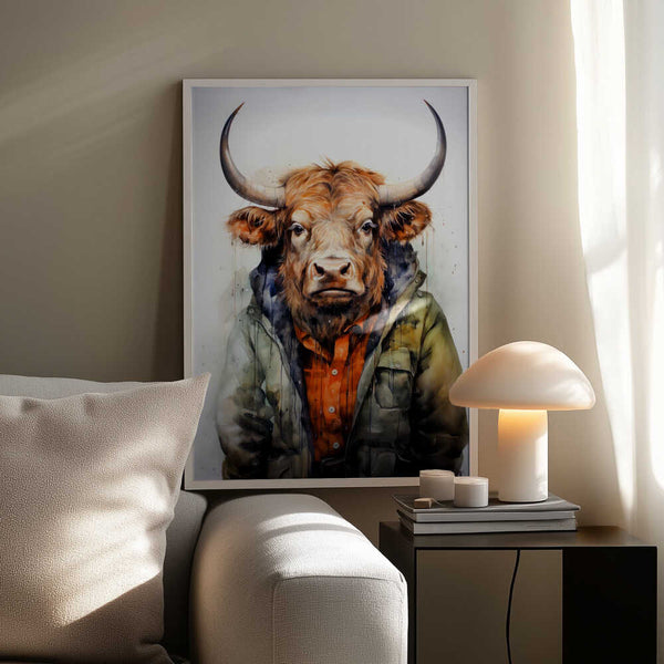 Tablou înramat „Buffalo Watercolor Animal Art (1)” de Justyna Jaszke