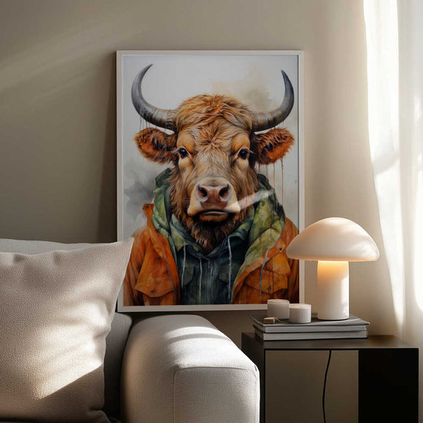 Tablou înramat „Buffalo Watercolor Animal Art (3)” de Justyna Jaszke