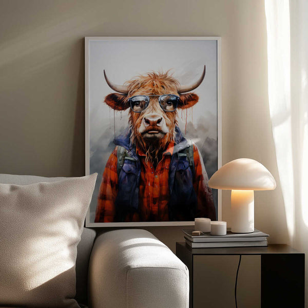 Tablou înramat „Buffalo Watercolor Animal Art (4)” de Justyna Jaszke
