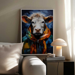 Tablou înramat „Cow Watercolor Animal Art” de Justyna Jaszke