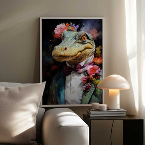 Tablou înramat „Crocodile Watercolor Animal Art” de Justyna Jaszke