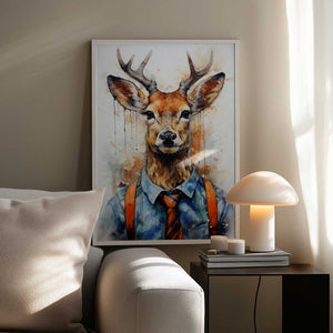 Tablou înramat „Deer Watercolor Animal Art (1)” de Justyna Jaszke