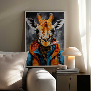 Tablou înramat „Giraffe Watercolor Animal Art (2)” de Justyna Jaszke