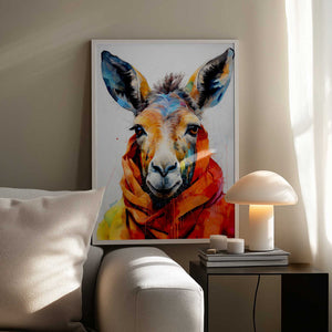 Tablou înramat „Donkey Watercolor Animal Art” de Justyna Jaszke