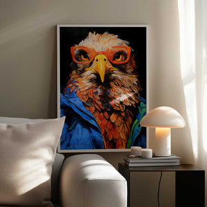 Tablou înramat „Eagle Hipster Watercolor Animal Art” de Justyna Jaszke
