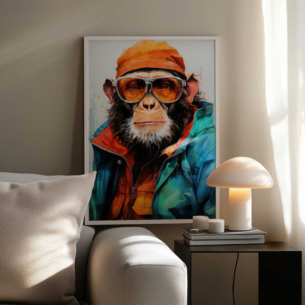 Tablou înramat „Gorilla Watercolor Animal Art” de Justyna Jaszke