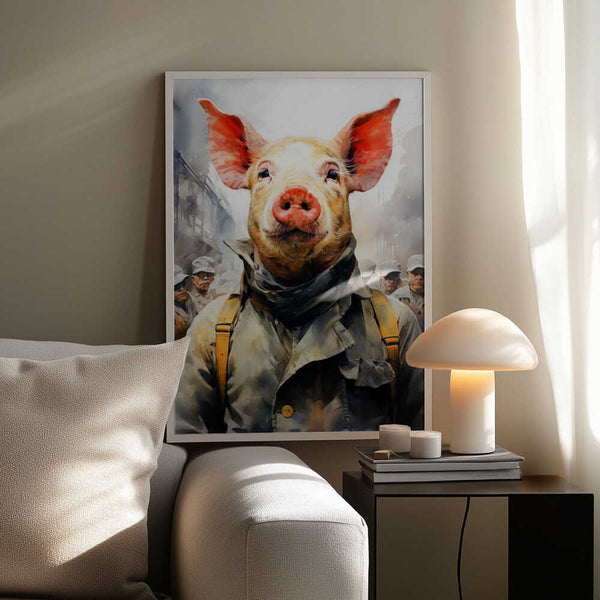 Tablou înramat „Pig 1984 Watercolor Animal Art” de Justyna Jaszke