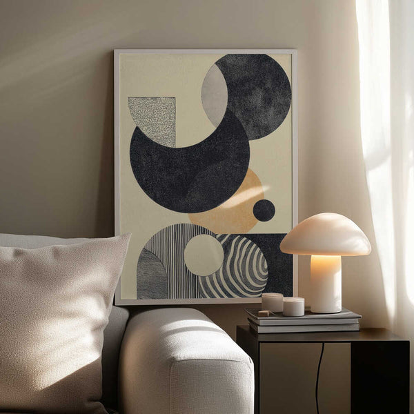 Tablou înramat „Geometric Art with Circles and Patterns” de Melloi Art Prints