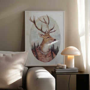 Tablou înramat „Deer In A Rustic Outfit” de Mike Koubou