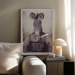Tablou înramat „Zebra Mugshot Mystery” de Mike Koubou