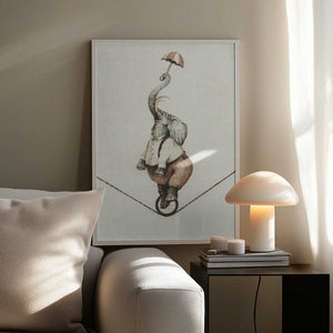 Tablou înramat „ Unicycle While Holding An Umbrella” de Mike Koubou