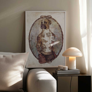 Tablou înramat „Tattooed Boxer Pup” de Mike Koubou