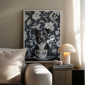 Tablou înramat „The Latte Loving Staffy” de SHANDU
