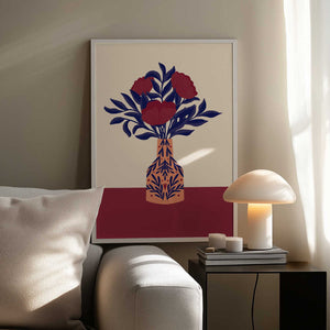 Tablou înramat „Burgundy Poppies In a Vase” de Angela Minca
