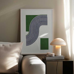 Tablou înramat „Moden Green Line Objects No.11” de THE MIUUS STUDIO