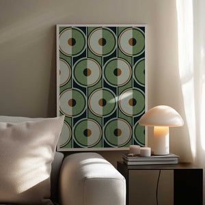 Tablou înramat „Retro Circles Green” de Alexandra Weise