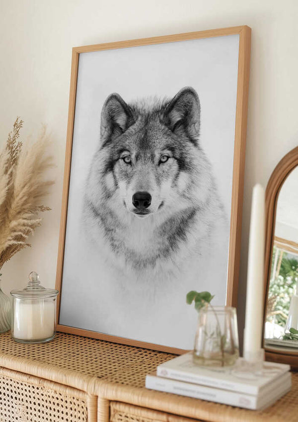 Tablou înramat „Portrait of a Timber Wolf” de Jim Cumming