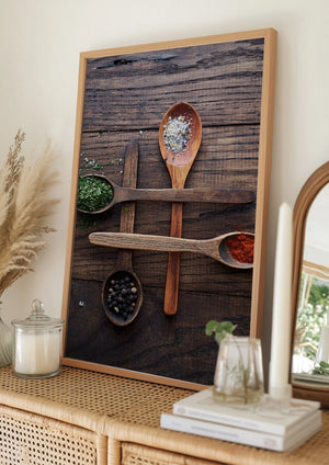 Tablou înramat „Wooden Spoons With Colorful Spices” de Karina Aleksandrova