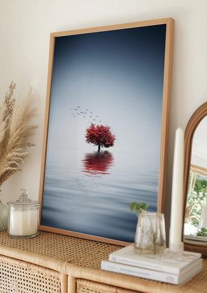 Tablou înramat „Autumn trees reflected blue lake” de Bess Hamiti