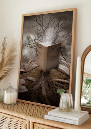 Tablou înramat „Old Tree Reading Story Book” de Angela Waye
