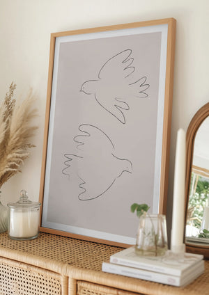 Tablou înramat „Two Doves” de Pictufy Studio II