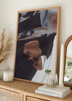 Tablou înramat „Dynamic Brushstrokes in Brown and Copper” de uplusmestudio