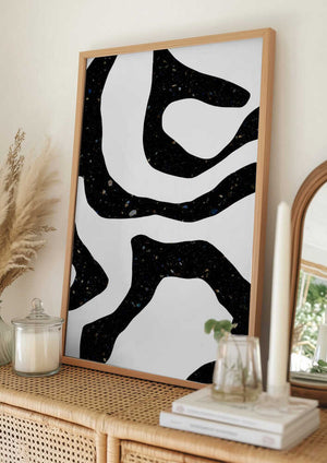 Tablou înramat „Organic Black Forms with Speckled Patterns” de uplusmestudio