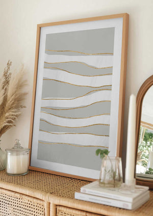 Tablou înramat „Gilded Waves” de uplusmestudio