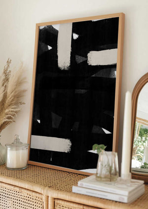 Tablou înramat „Monochrome Brushstrokes” de uplusmestudio