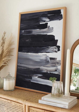 Tablou înramat „Monochrome Brushstrokes” de uplusmestudio