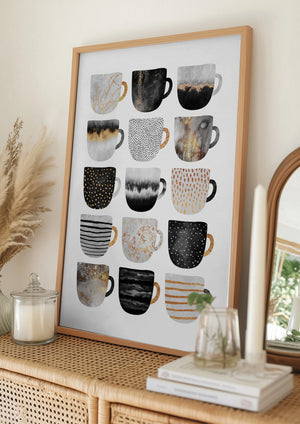 Tablou înramat „Pretty Coffee Cups” de Elisabeth Fredriksson
