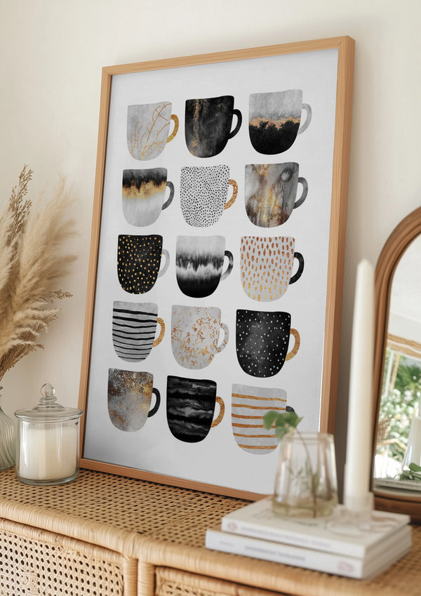 Tablou înramat „Pretty Coffee Cups” de Elisabeth Fredriksson