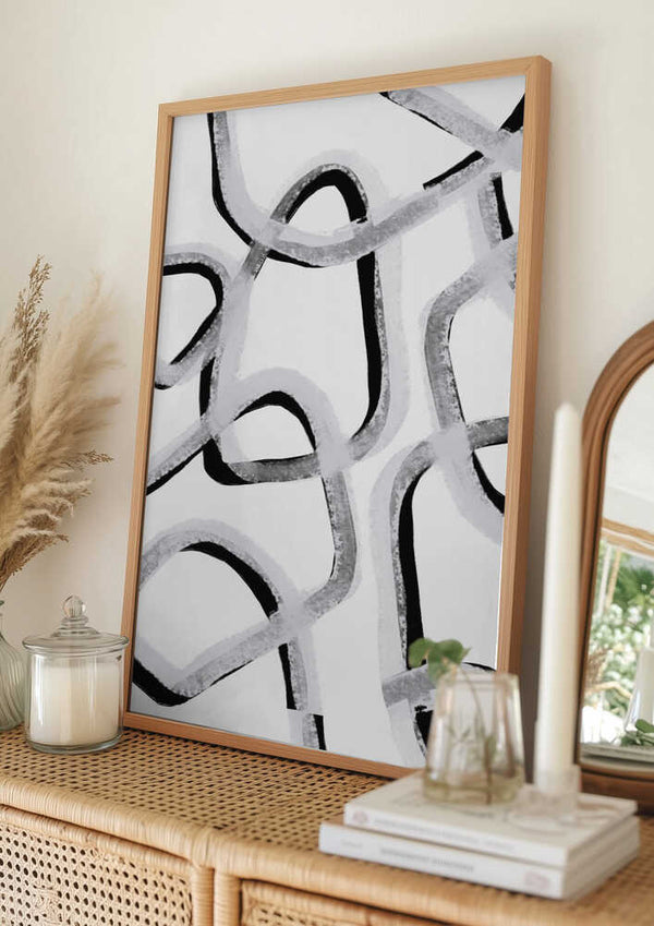 Tablou înramat „Chaotic Lines Dance” de uplusmestudio