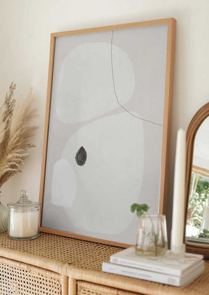 Tablou înramat „Minimalist Beige and White Geometric Shapes” de uplusmestudio