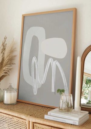 Tablou înramat „Flowing Curves and Shapes in Neutral Tones” de uplusmestudio