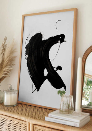 Tablou înramat „Black abstract Stroke” de uplusmestudio