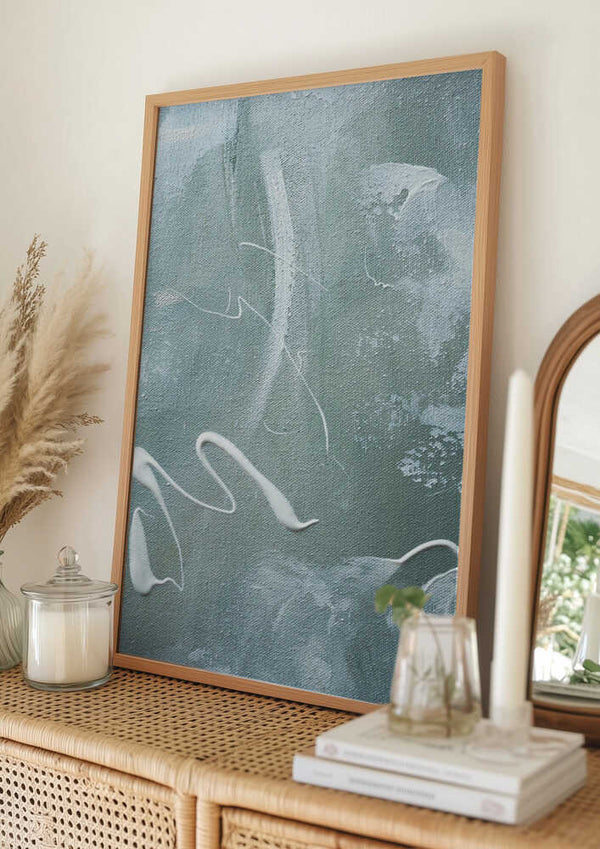 Tablou înramat „Green and White Acrylic” de uplusmestudio