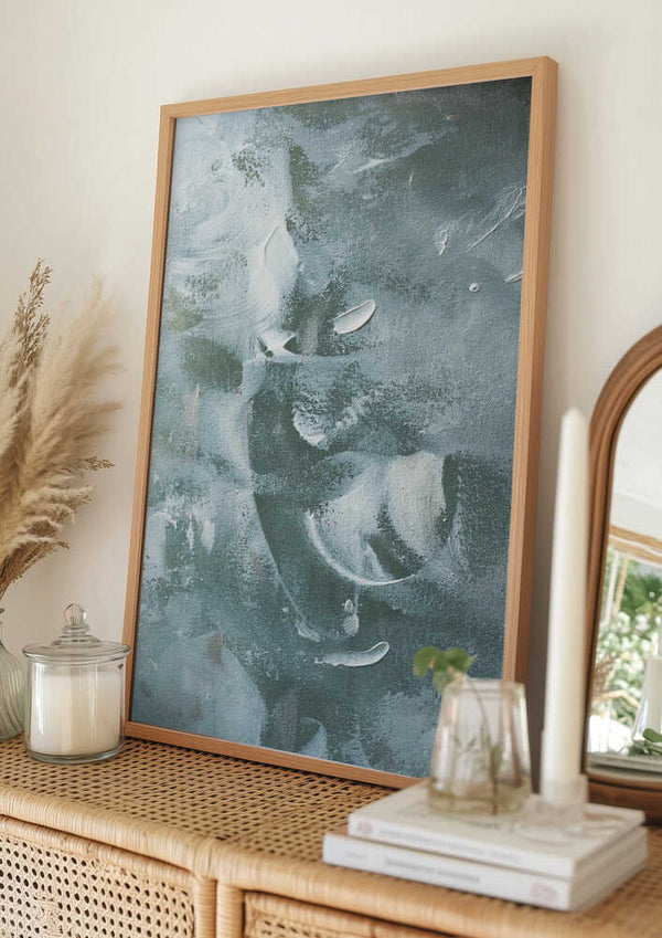 Tablou înramat „Green and White Acrylic” de uplusmestudio