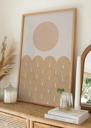 Tablou înramat „Golden Sun Waves” de THE MIUUS STUDIO