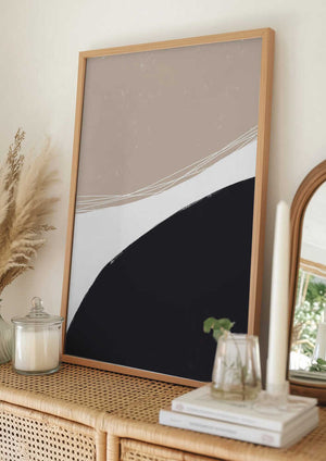 Tablou înramat „Beige And Black Organic Shapes” de uplusmestudio