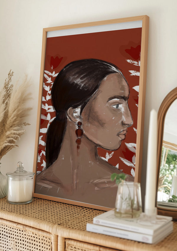 Tablou înramat „Crimson Elegance” de Treechild