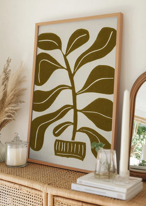 Tablou înramat „Linocut Houseplant #2” de Alisa Galitsyna