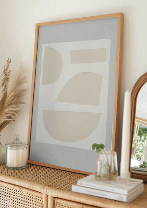 Tablou înramat „Geometric Shapes In A Monochrome Palette” de uplusmestudio