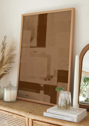 Tablou înramat „Sepia Geometric Flow” de THE MIUUS STUDIO