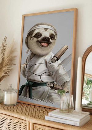 Tablou înramat „karate sloth” de Adam Lawless