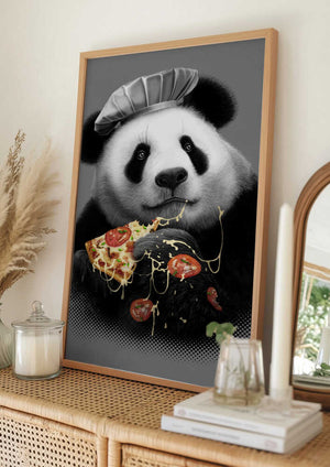 Tablou înramat „panda loves pizza” de Adam Lawless