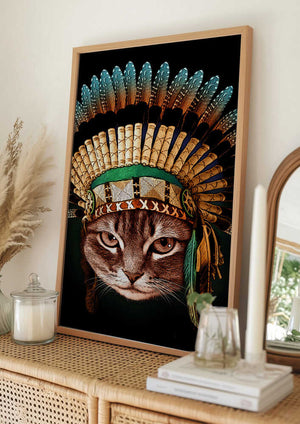 Tablou înramat „chief cat” de Adam Lawless